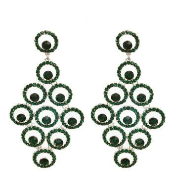Green Round Drop Earrings