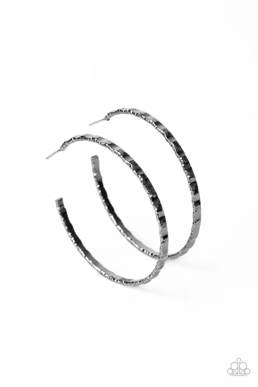 Grungy Grit Black Paparazzi Earrings