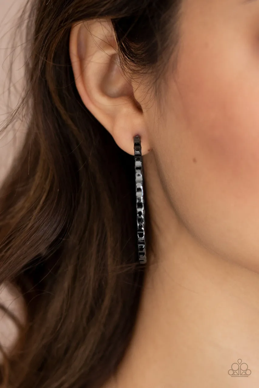 Grungy Grit Black Paparazzi Earrings