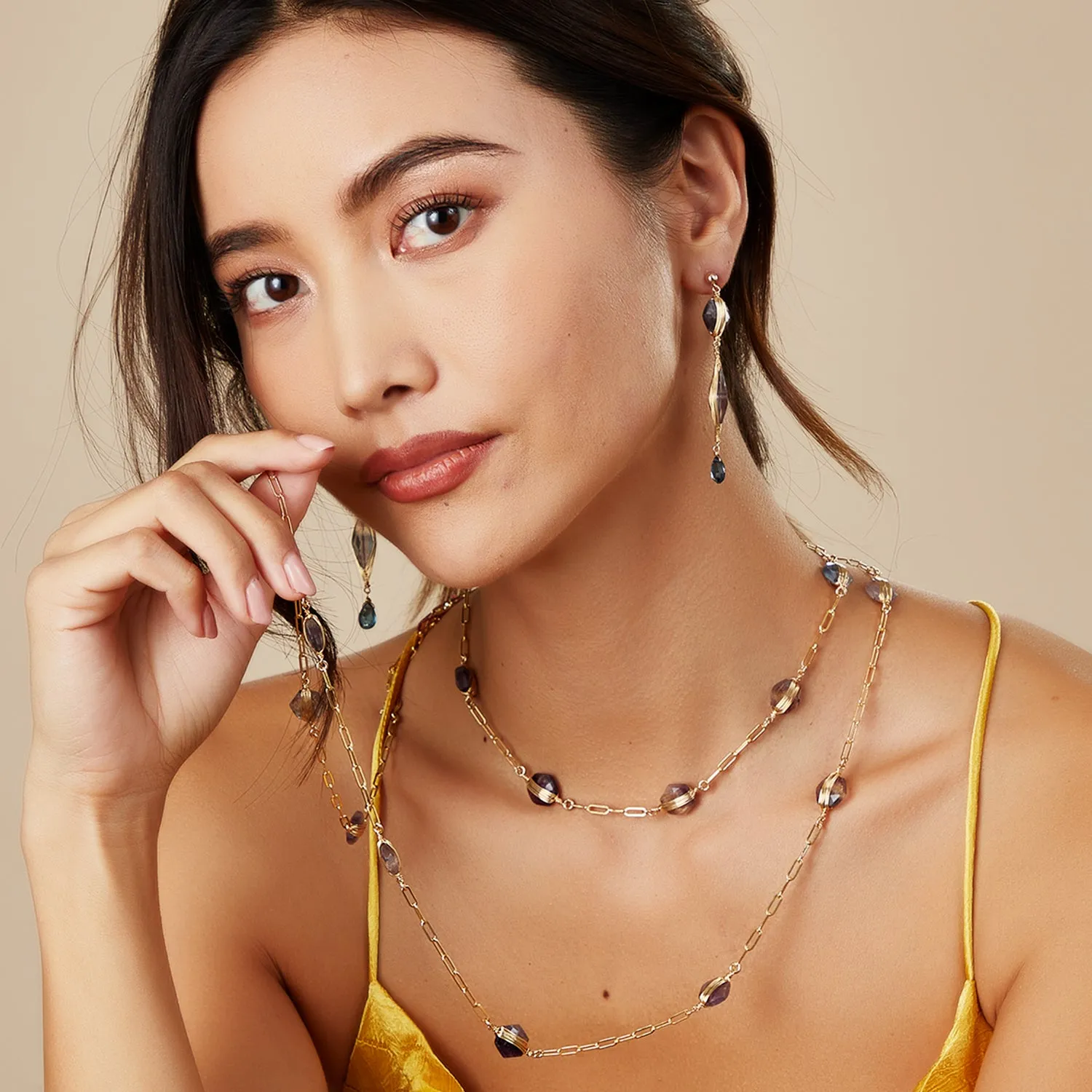 Hagia Gem Wired Drop Earrings