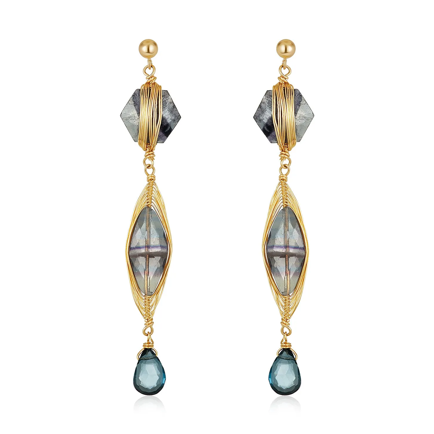 Hagia Gem Wired Drop Earrings