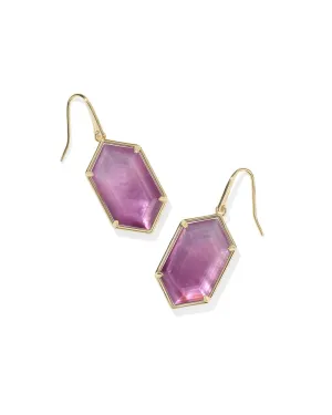 Hallie Drop Earring in Gold Purple Watercolor Illusion