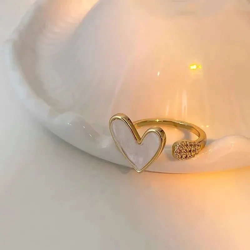 Heart Rings For Women Minimalist Aesthetic Drop Of Oil Open Rings Female Dinner Party Charming Ring Set Jewelry