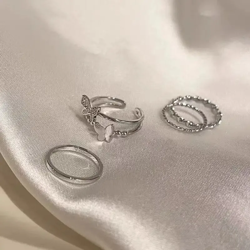 Heart Rings For Women Minimalist Aesthetic Drop Of Oil Open Rings Female Dinner Party Charming Ring Set Jewelry