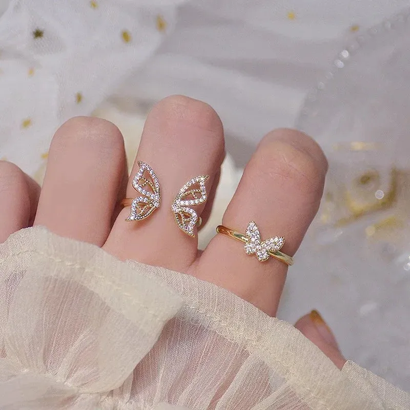 Heart Rings For Women Minimalist Aesthetic Drop Of Oil Open Rings Female Dinner Party Charming Ring Set Jewelry