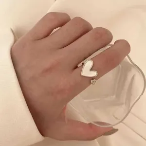 Heart Rings For Women Minimalist Aesthetic Drop Of Oil Open Rings Female Dinner Party Charming Ring Set Jewelry