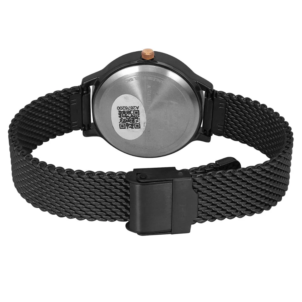 Helix By Timex Black Round Analog Stainless Steel Watch Women -TW022HL24