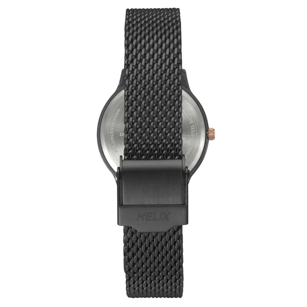 Helix By Timex Black Round Analog Stainless Steel Watch Women -TW022HL24