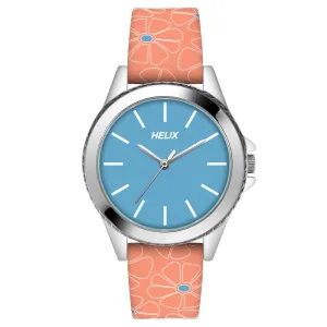 Helix By Timex Blue Round Analog Leather Watch Women -TW035HL10