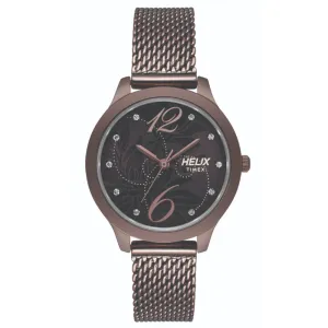 Helix By Timex Brown Round Analog Stainless Steel Watch Women -TW022HL19