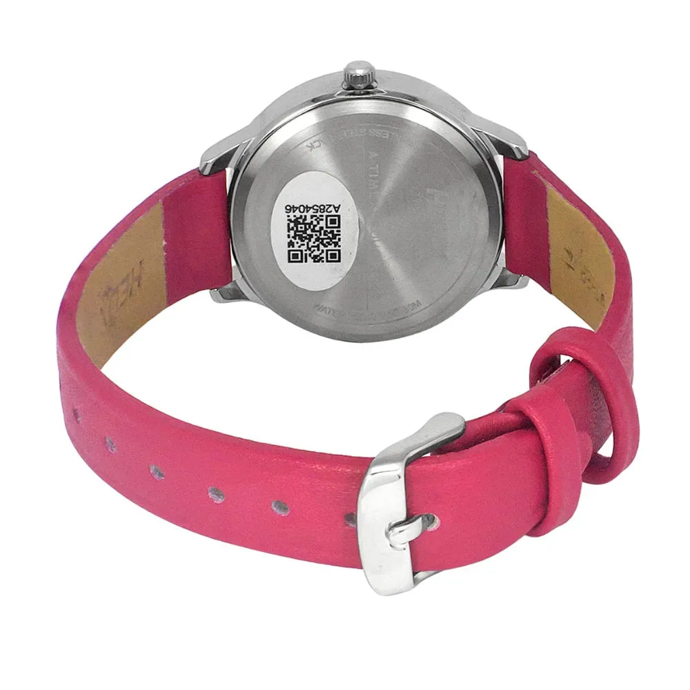 Helix By Timex Pink Round Analog Leather Watch Women -TW022HL20