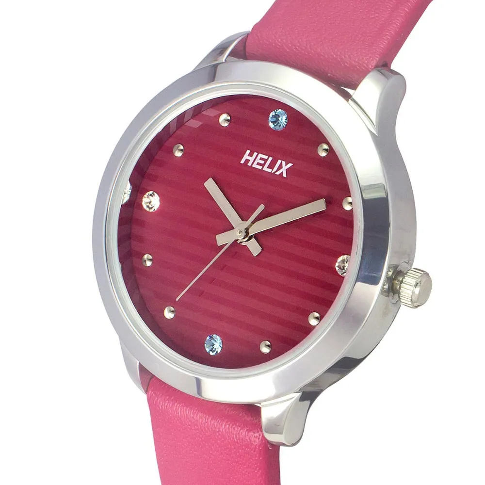 Helix By Timex Pink Round Analog Leather Watch Women -TW022HL20