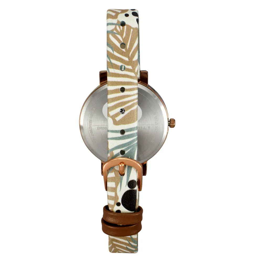Helix By Timex Rose Gold Round Analog Leather Watch Women -TW041HL15