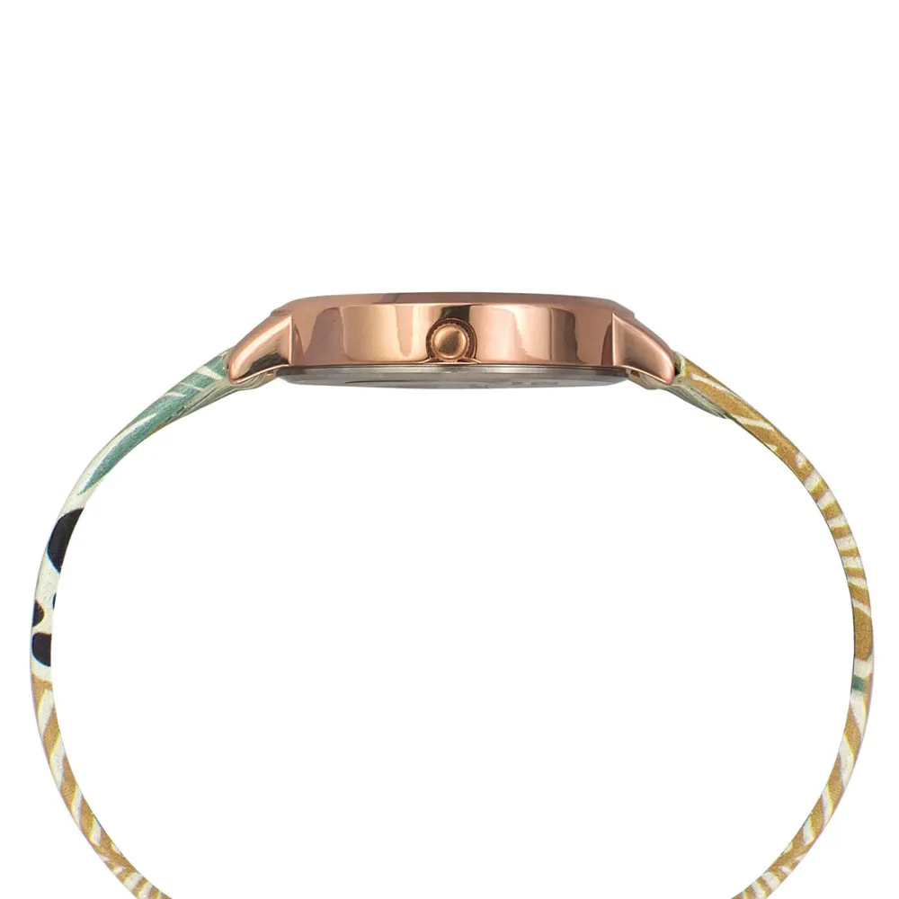 Helix By Timex Rose Gold Round Analog Leather Watch Women -TW041HL15