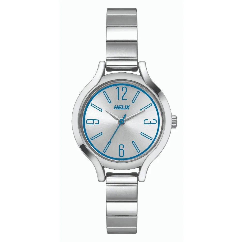 Helix By Timex Silver Round Analog Stainless Steel Watch Women -TW027HL16