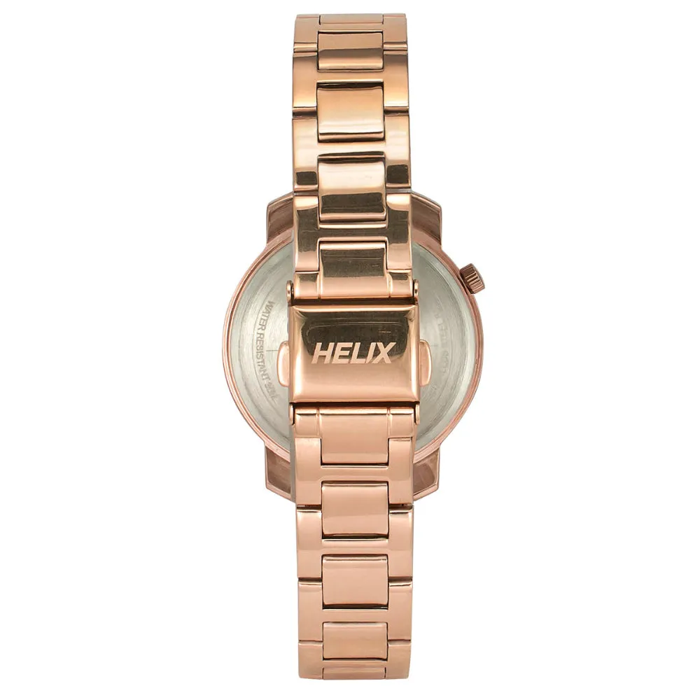 Helix By Timex Silver Round Analog Stainless Steel Watch Women -TW032HL41