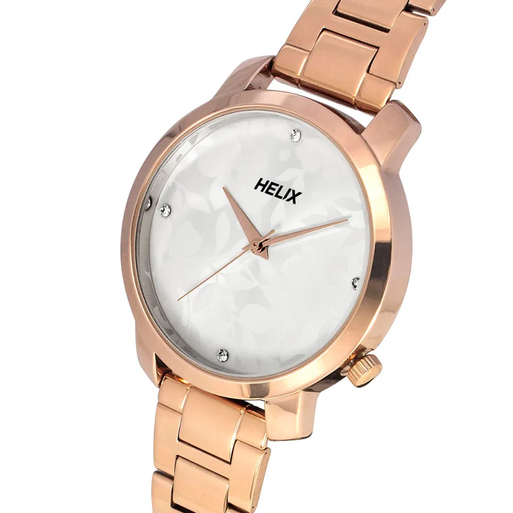 Helix By Timex Silver Round Analog Stainless Steel Watch Women -TW032HL41