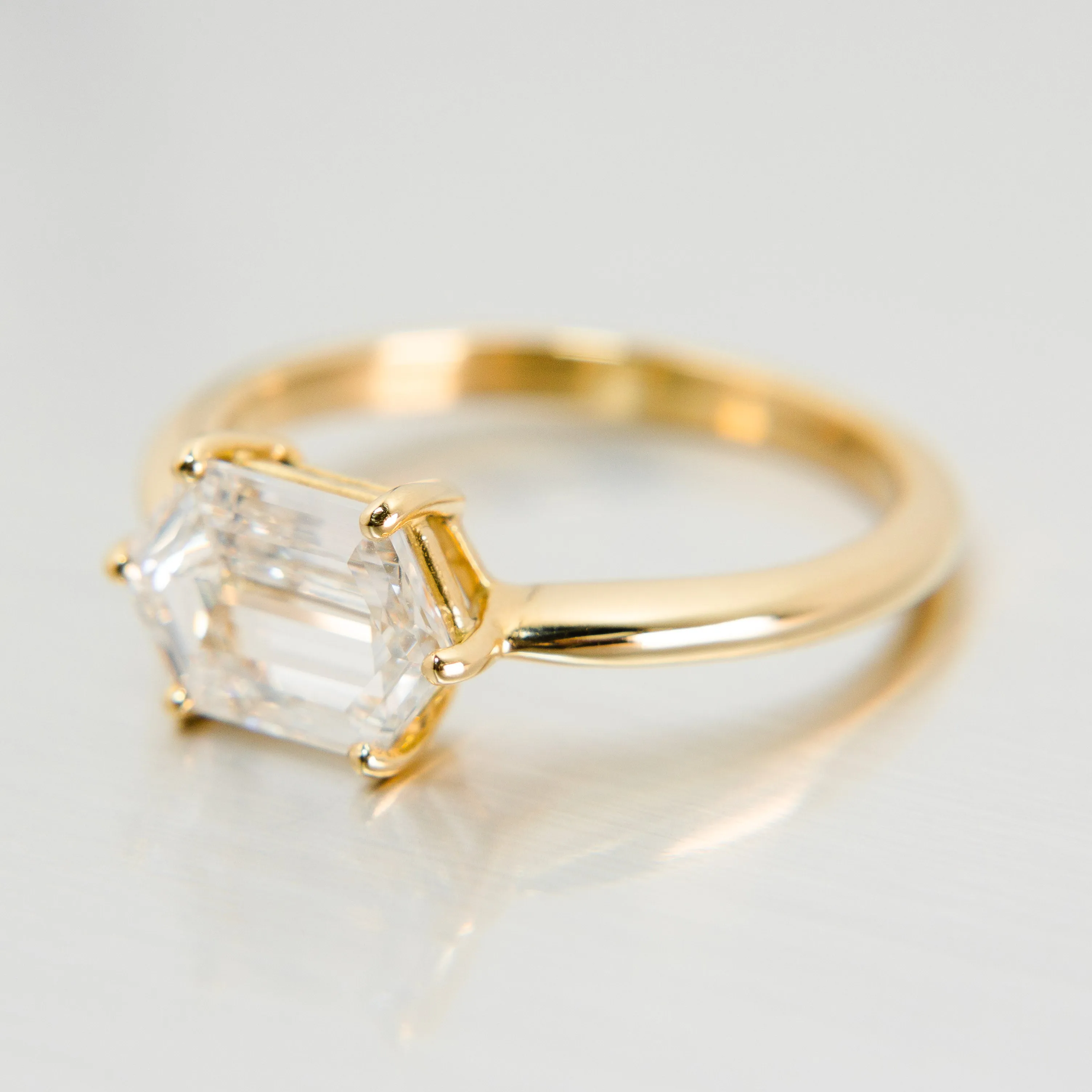 Hexagon Diamond Solitaire Engagement Ring | 18k Yellow Gold