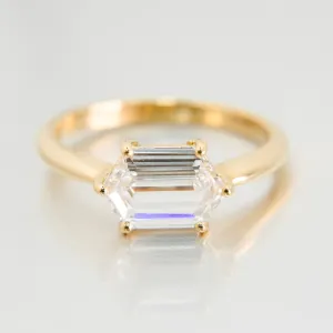 Hexagon Diamond Solitaire Engagement Ring | 18k Yellow Gold
