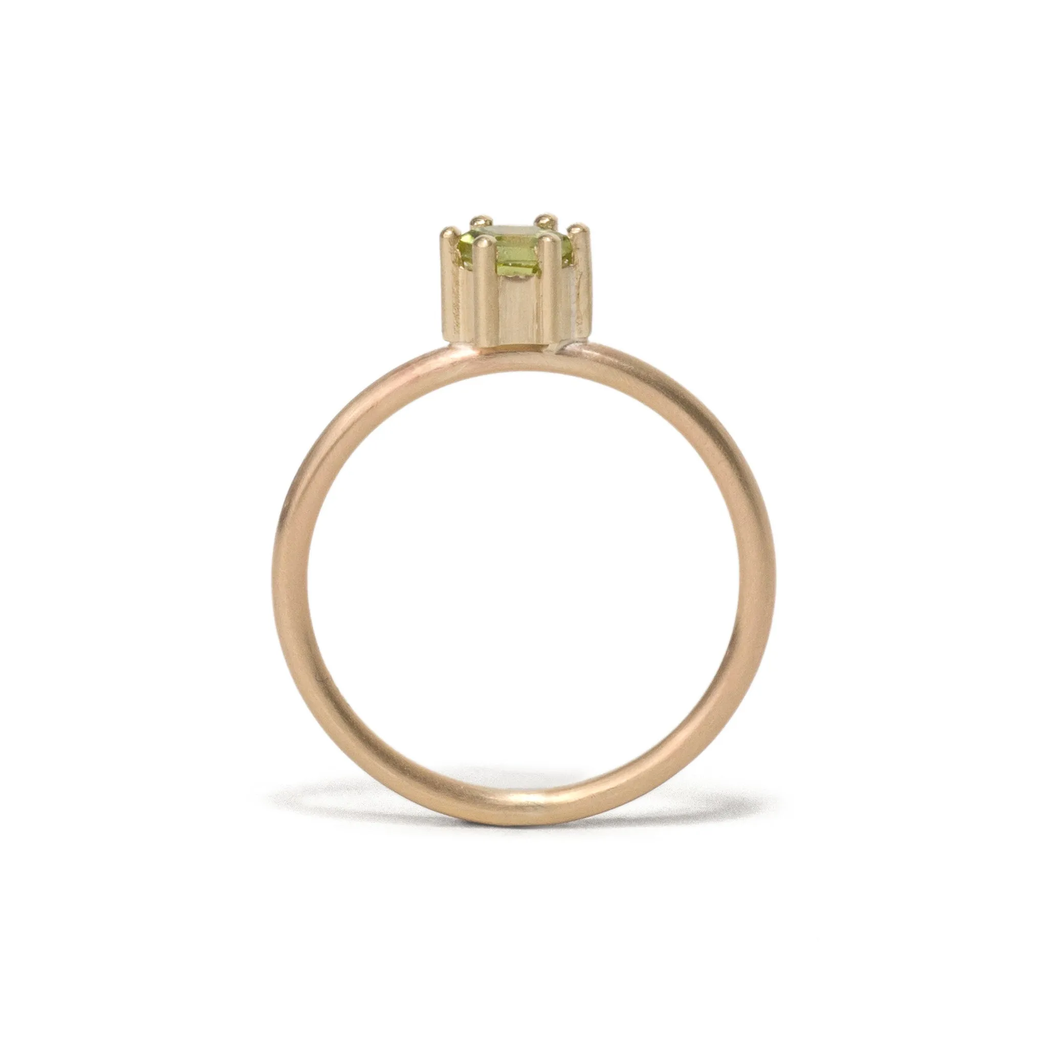Hexagonal Peridot Small Stacking Ring