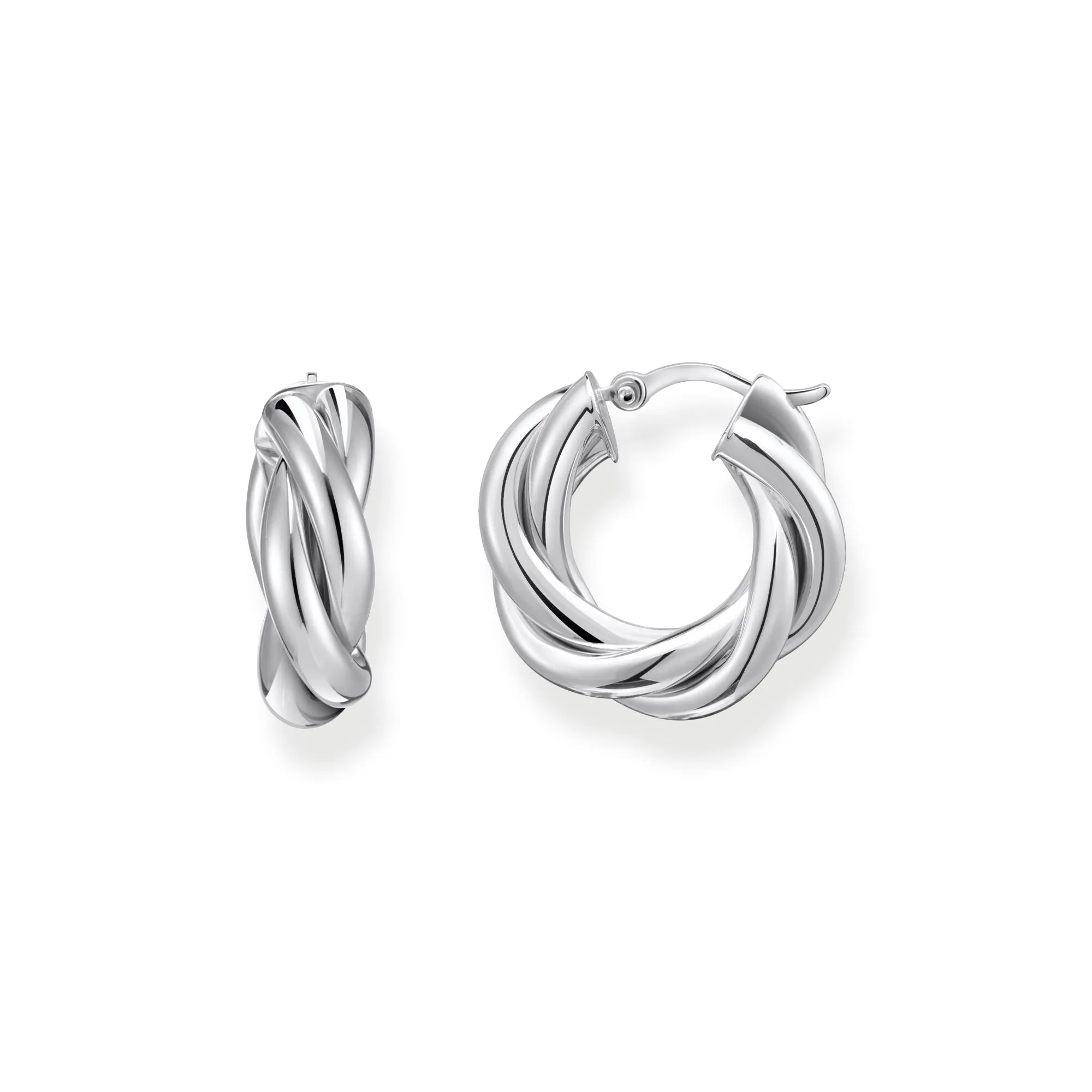 Hoop earrings in intertwined design silver