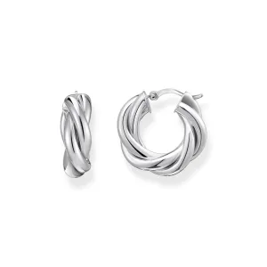 Hoop earrings in intertwined design silver