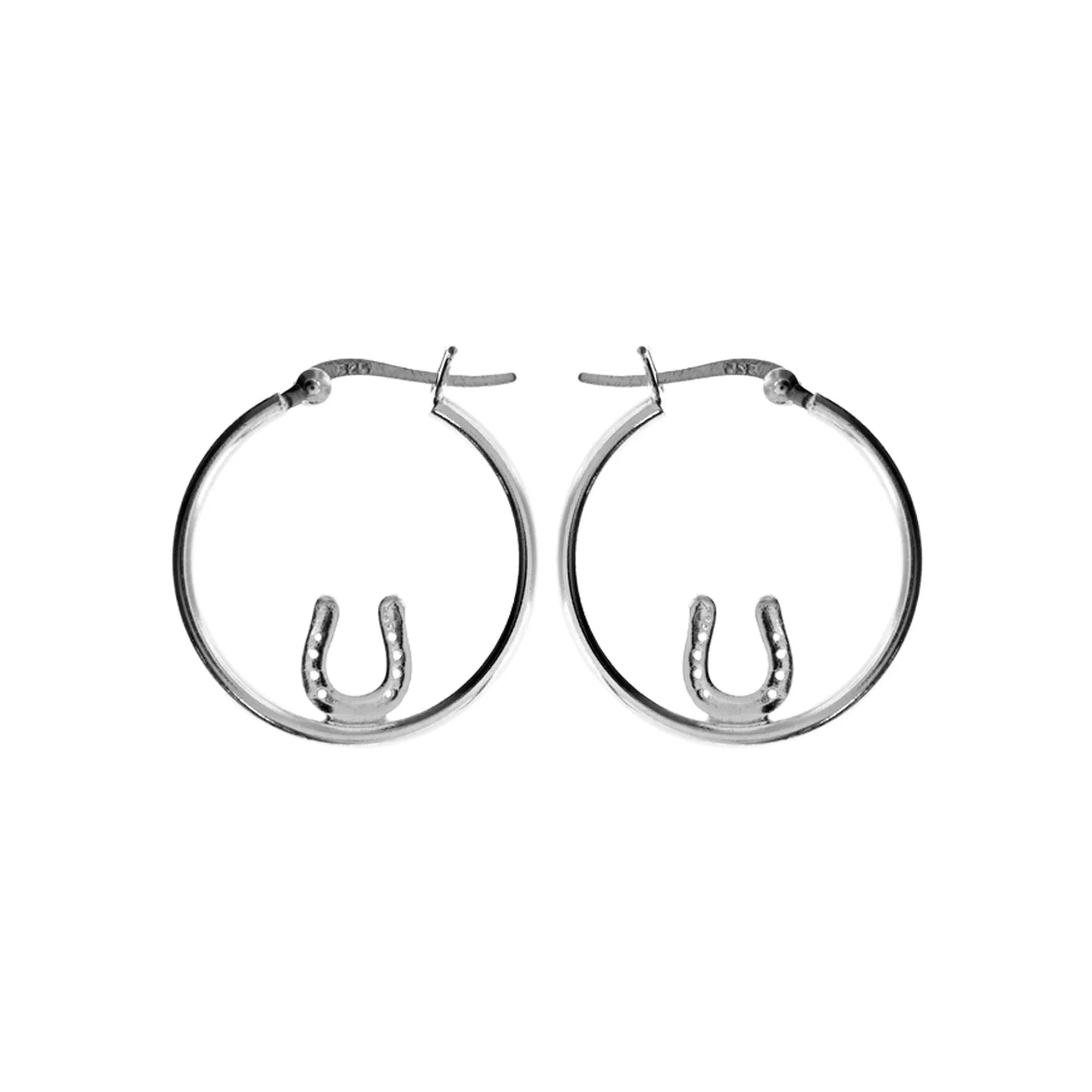 Hoop earrings with lucky horseshoe