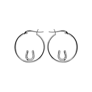 Hoop earrings with lucky horseshoe