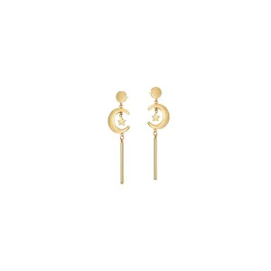 Hypoallergenic Star and Moon Drop Earrings