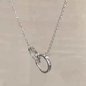Interlocked Rings Silver Plated Necklace