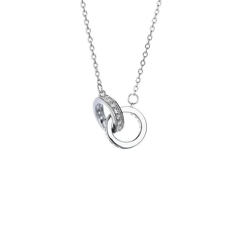 Interlocked Rings Silver Plated Necklace