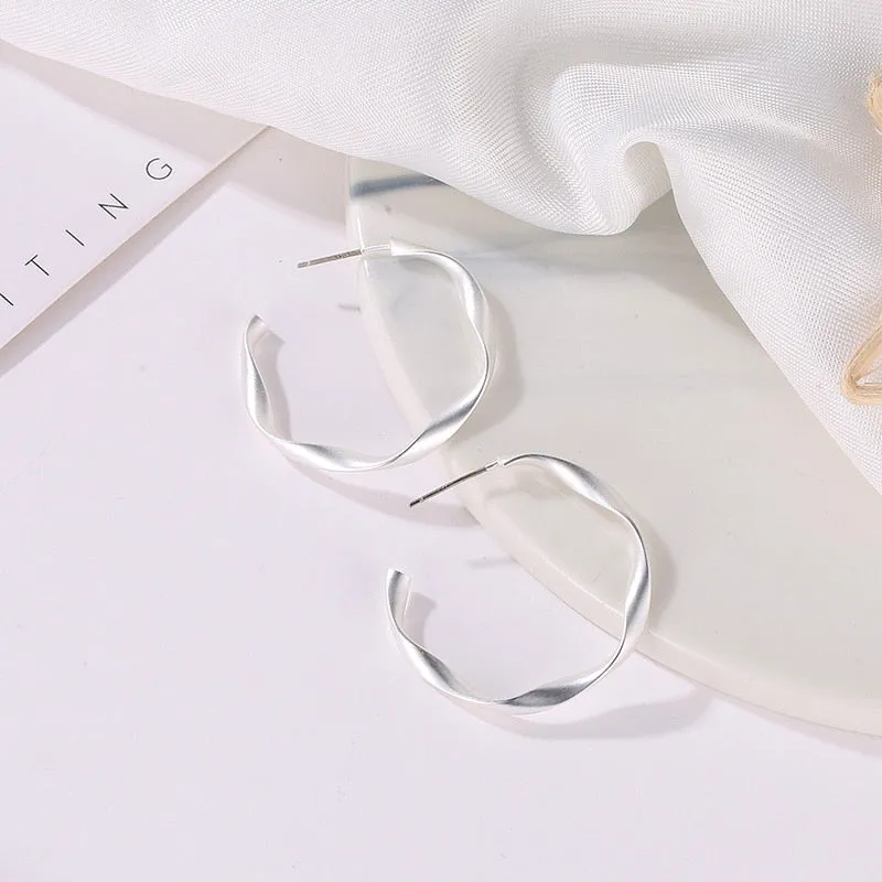 Interweave Twist Metal Circle Geometric Round Hoop Earrings for Women