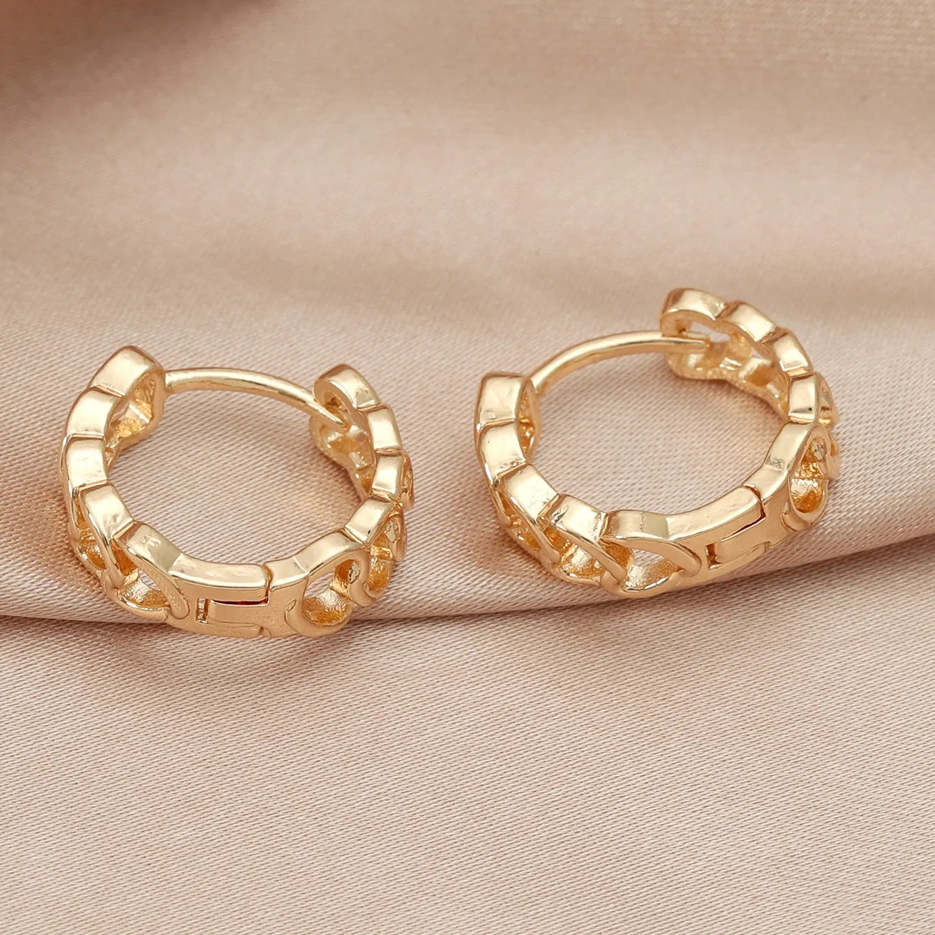 Interweave Twist Metal Circle Geometric Round Hoop Earrings for Women