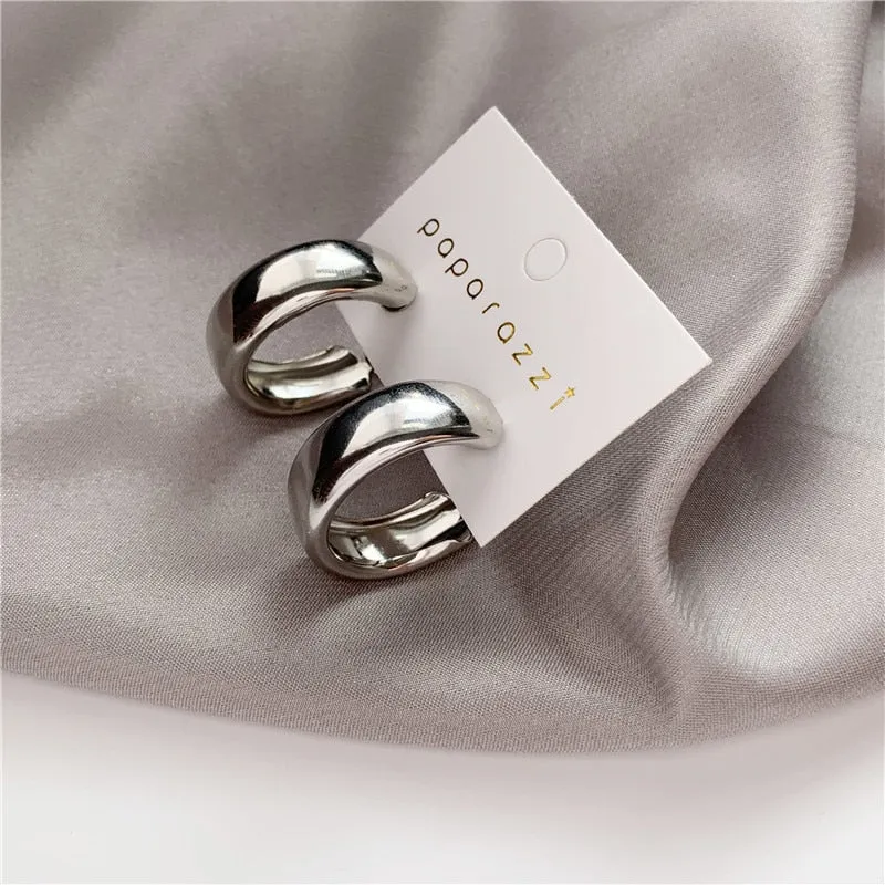 Interweave Twist Metal Circle Geometric Round Hoop Earrings for Women