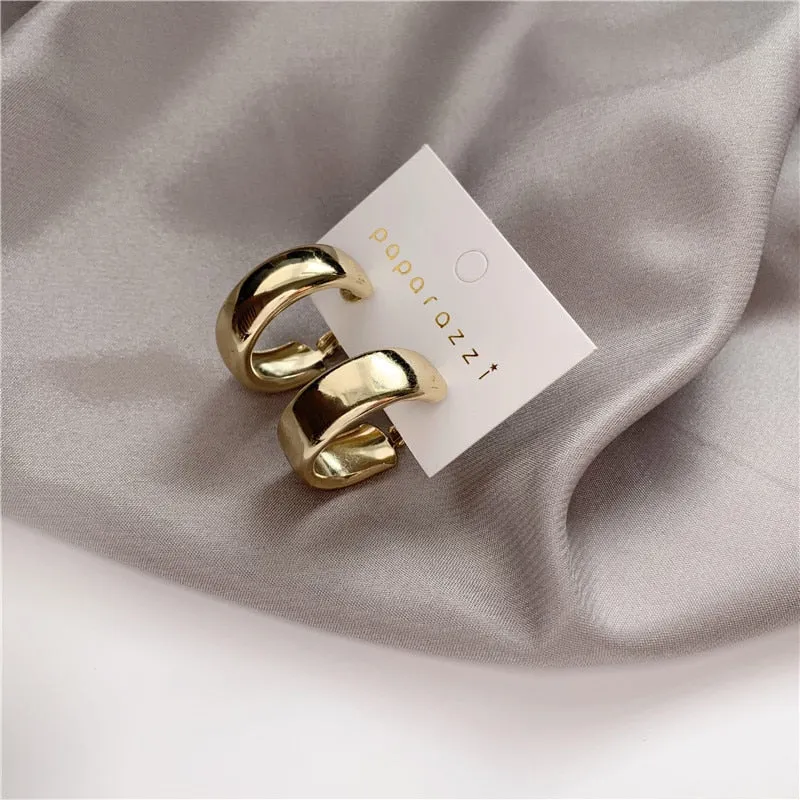 Interweave Twist Metal Circle Geometric Round Hoop Earrings for Women