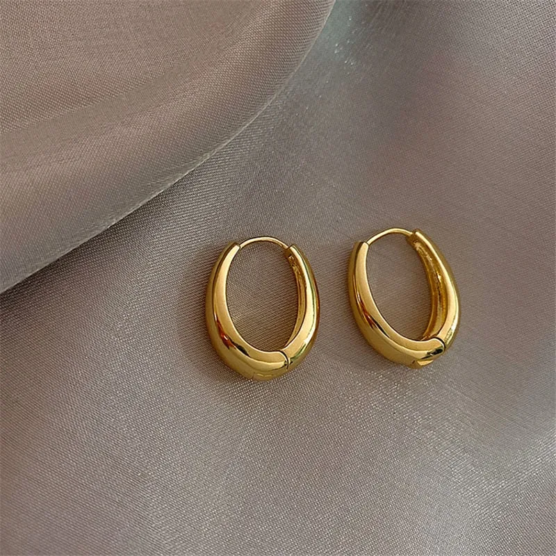 Interweave Twist Metal Circle Geometric Round Hoop Earrings for Women