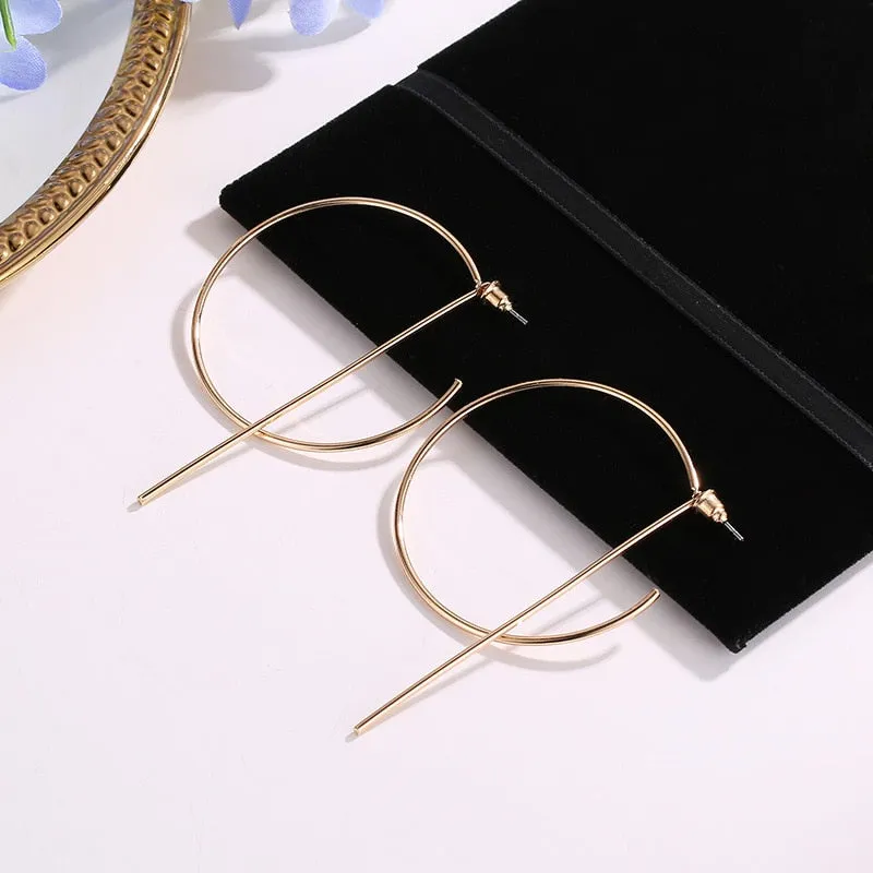 Interweave Twist Metal Circle Geometric Round Hoop Earrings for Women