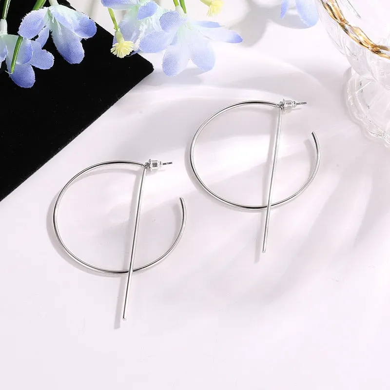 Interweave Twist Metal Circle Geometric Round Hoop Earrings for Women