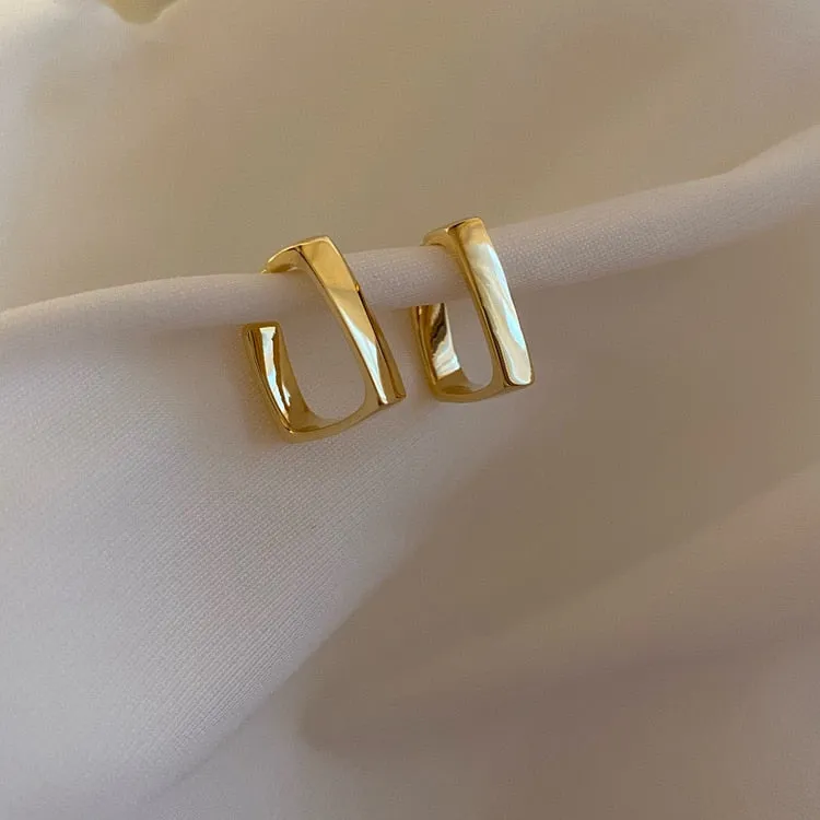 Interweave Twist Metal Circle Geometric Round Hoop Earrings for Women
