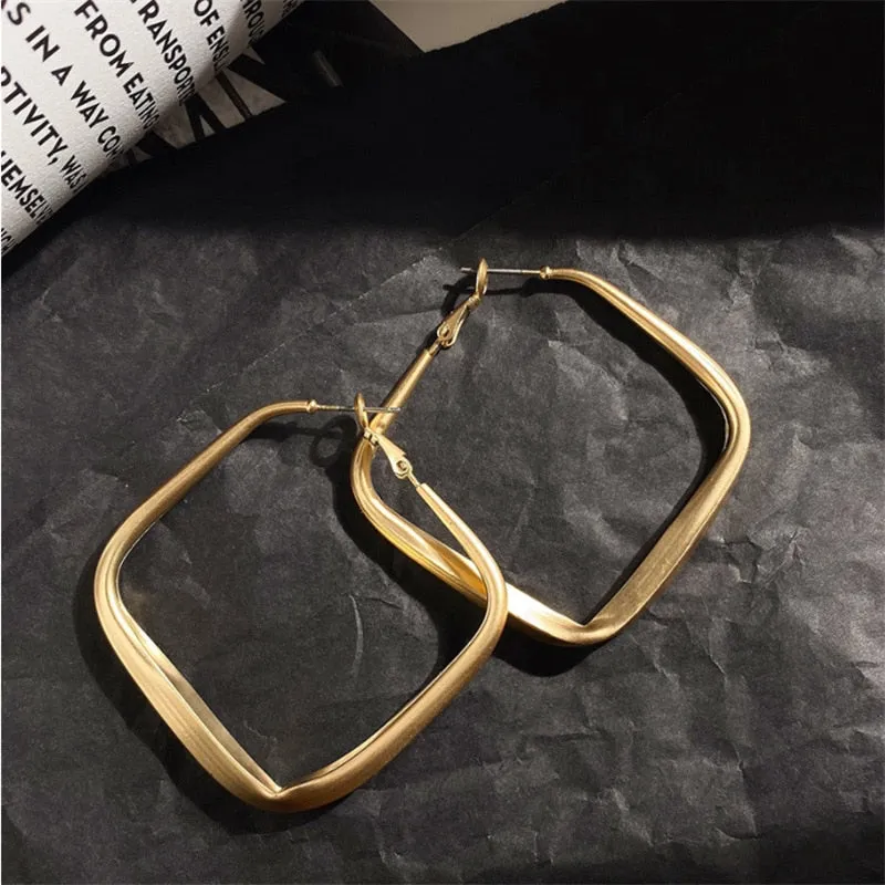 Interweave Twist Metal Circle Geometric Round Hoop Earrings for Women