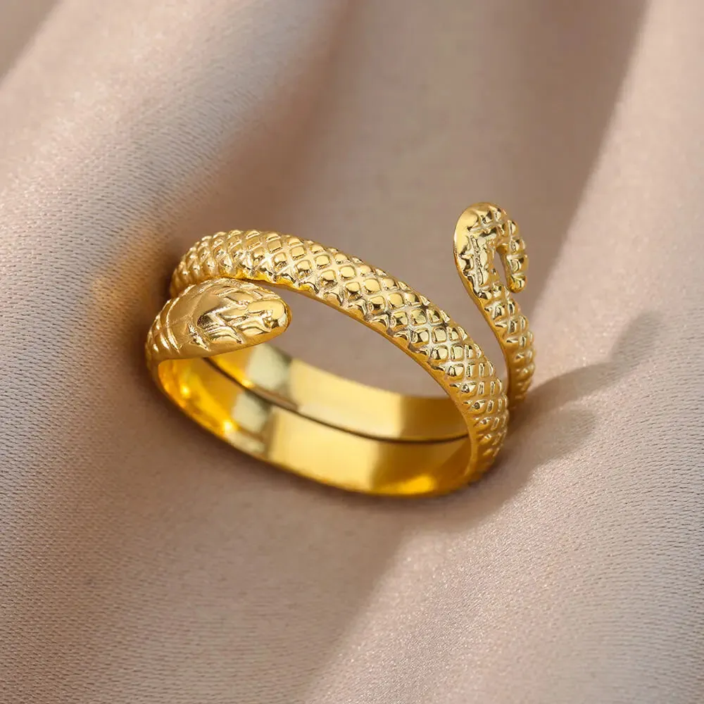 Irregular Hollow Opening Rings For Women Stainless Steel Gold Color Geometric Ring Fashion Simple Party Christmas Jewelry Gift