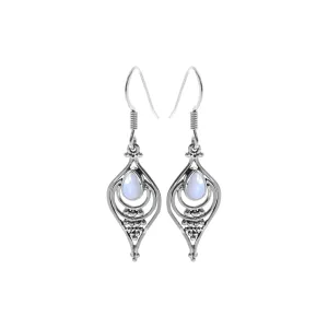 Isla ellipse rainbow moonstone earrings