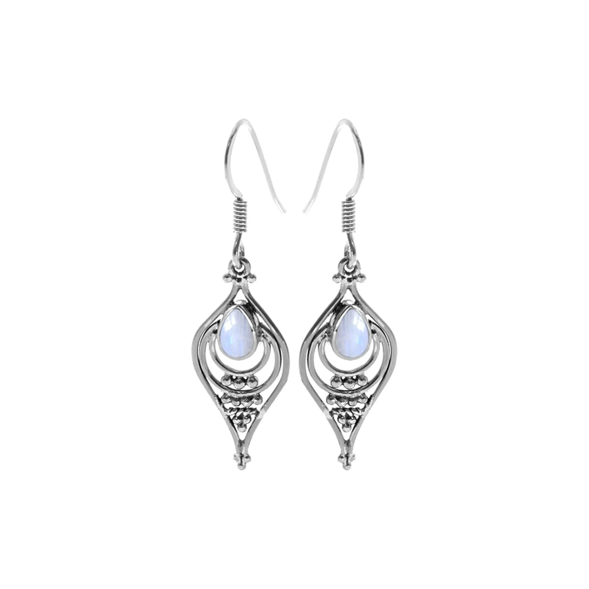 Isla ellipse rainbow moonstone earrings
