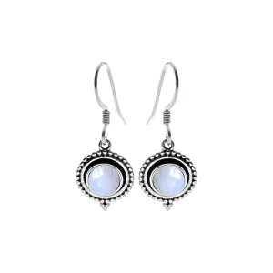 Isla oxidised surround rainbow moonstone drops