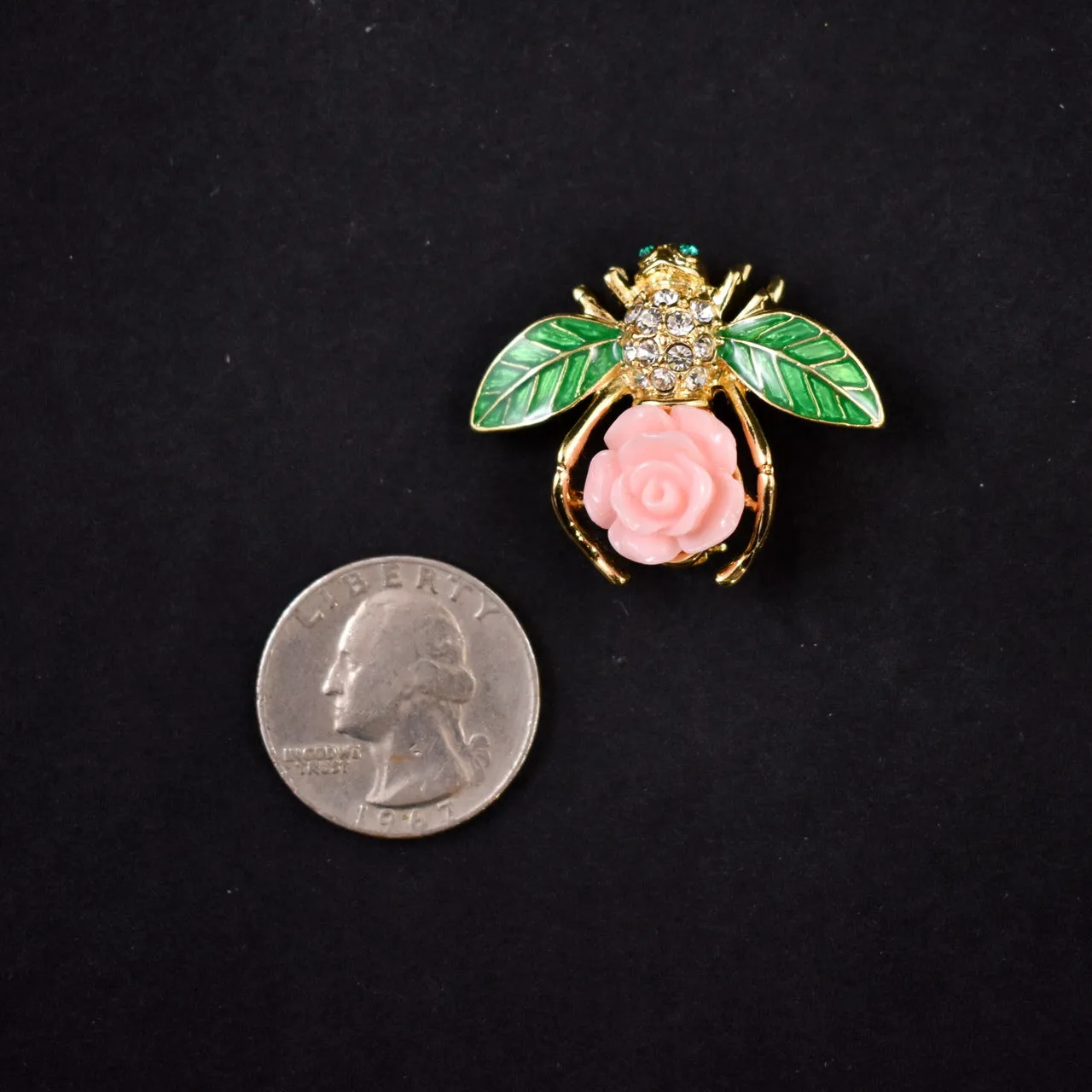 Joan Rivers Rhinestone Rose Bee Brooch Lim Ed