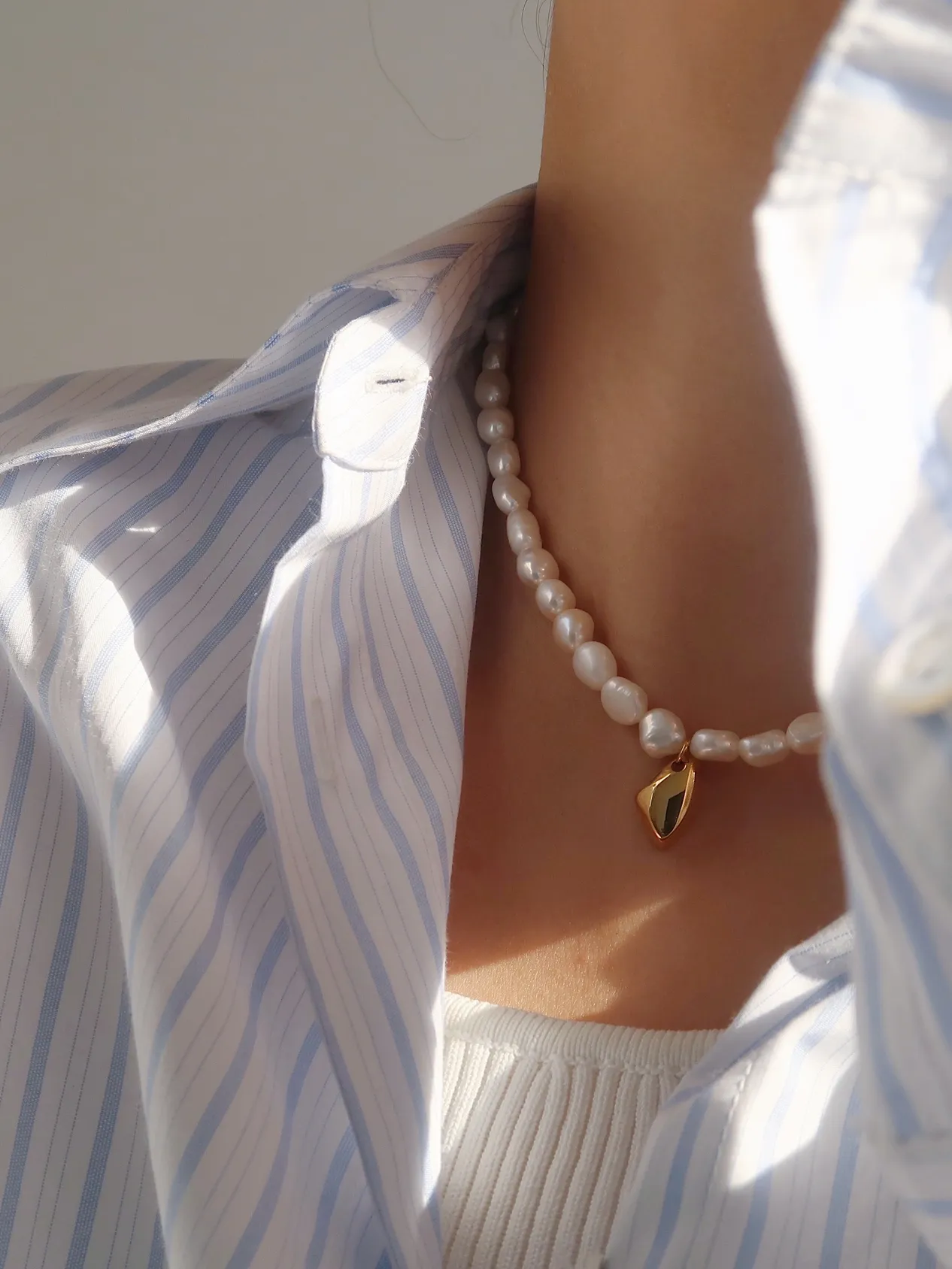 Kaia Freshwater Pearl Charm Necklace