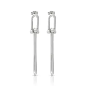 Kenneth Jay Lane Sterling Silver Double Link Drop Pierced Earrings