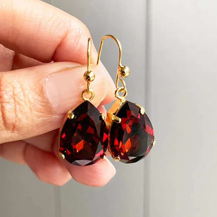Kenza Amber Swarovski Pear Drop Earrings
