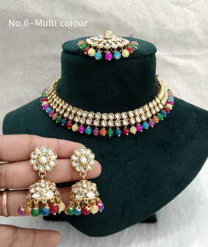 Kundan Necklace Jewellery Set/ Gold multicolor kundan Indian jewelry kundan boxes sets