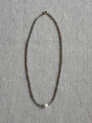 Labradorite and Natural Rice Pearl Necklace